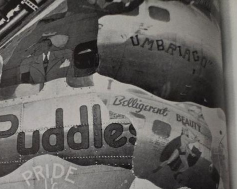 Detail from a nose-art montage: Belligerent Beauty, upper right of the sheet